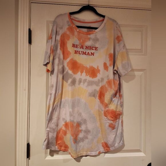 Secret Treasures Stretchy colorful tie dye sleep dress L - Picture 1 of 4